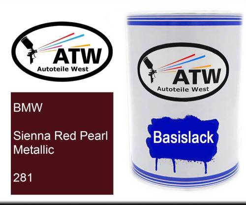 BMW, Sienna Red Pearl Metallic, 281: 500ml Lackdose, von ATW Autoteile West.